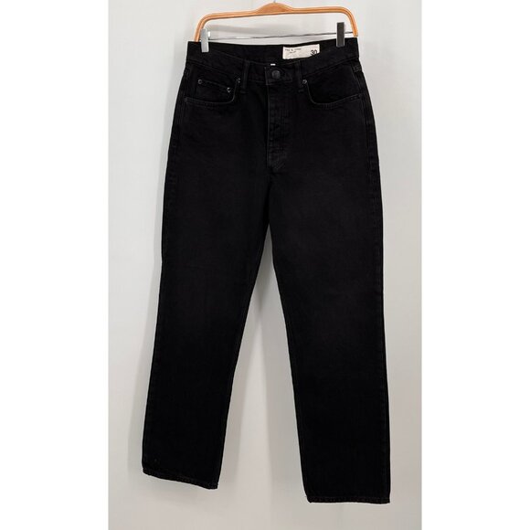 Rag & Bone Alex Straight Leg Jeans Size 30 High Rise Black Cotton Denim - Picture 1 of 15